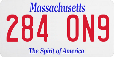 MA license plate 284ON9