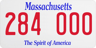 MA license plate 284OO0