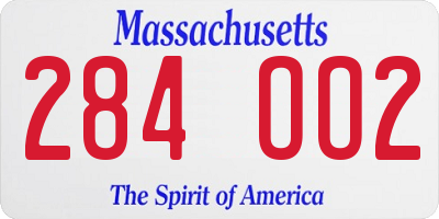 MA license plate 284OO2