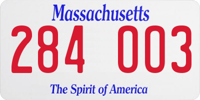 MA license plate 284OO3