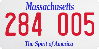 MA license plate 284OO5