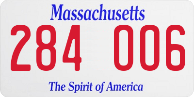 MA license plate 284OO6