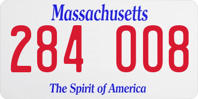 MA license plate 284OO8