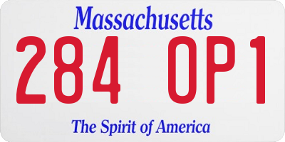 MA license plate 284OP1