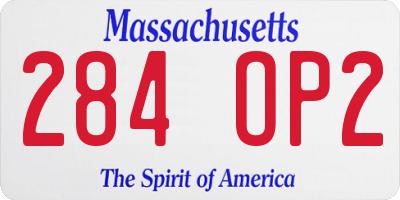 MA license plate 284OP2