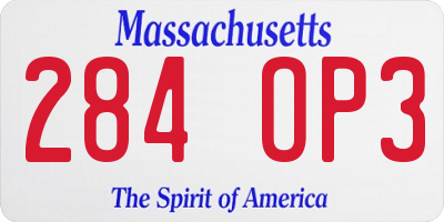 MA license plate 284OP3