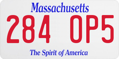 MA license plate 284OP5