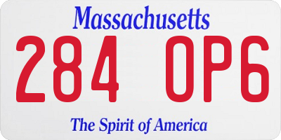 MA license plate 284OP6