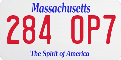 MA license plate 284OP7