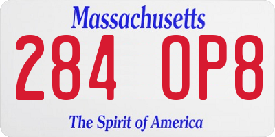 MA license plate 284OP8