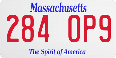 MA license plate 284OP9
