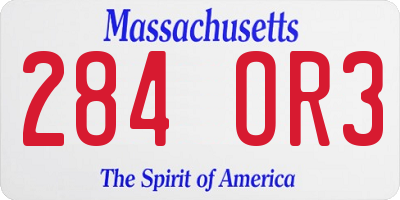 MA license plate 284OR3