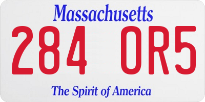 MA license plate 284OR5
