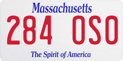 MA license plate 284OS0
