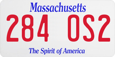MA license plate 284OS2