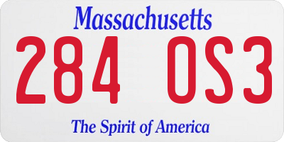 MA license plate 284OS3