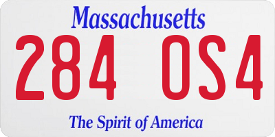 MA license plate 284OS4