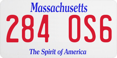 MA license plate 284OS6