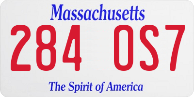 MA license plate 284OS7