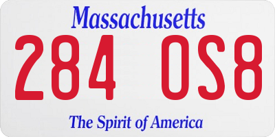 MA license plate 284OS8