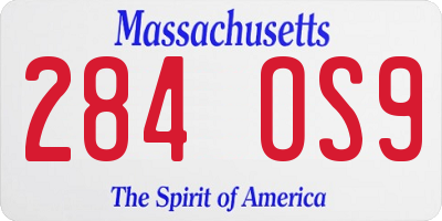 MA license plate 284OS9
