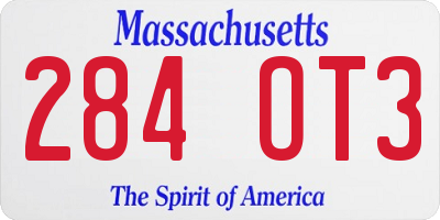 MA license plate 284OT3