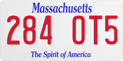 MA license plate 284OT5