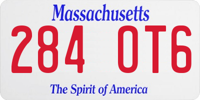 MA license plate 284OT6