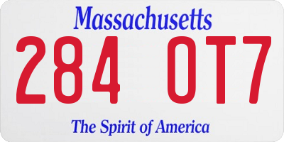 MA license plate 284OT7