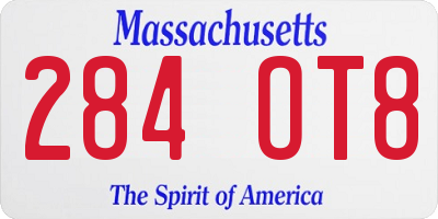 MA license plate 284OT8