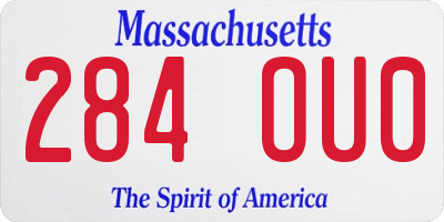 MA license plate 284OU0