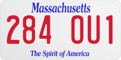 MA license plate 284OU1
