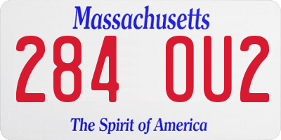 MA license plate 284OU2
