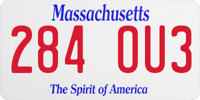 MA license plate 284OU3