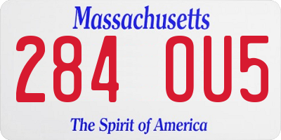 MA license plate 284OU5