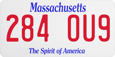 MA license plate 284OU9