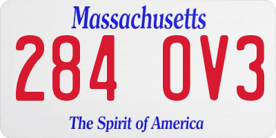MA license plate 284OV3
