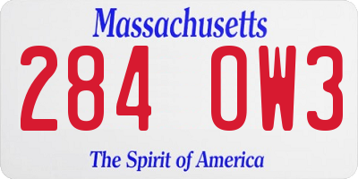 MA license plate 284OW3