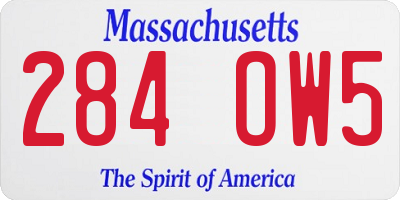 MA license plate 284OW5