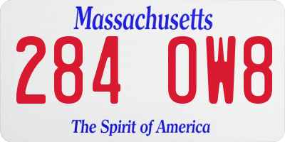 MA license plate 284OW8
