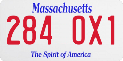 MA license plate 284OX1