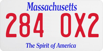 MA license plate 284OX2