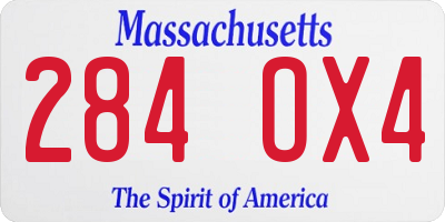 MA license plate 284OX4