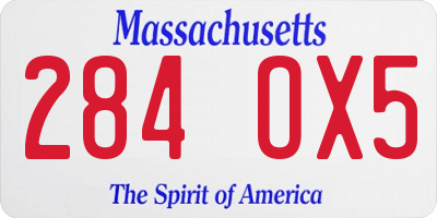 MA license plate 284OX5