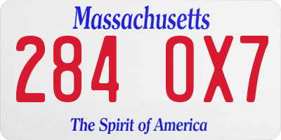 MA license plate 284OX7