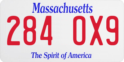 MA license plate 284OX9