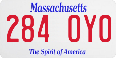 MA license plate 284OY0