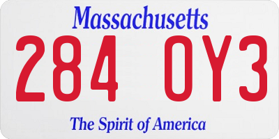 MA license plate 284OY3