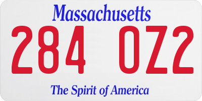 MA license plate 284OZ2