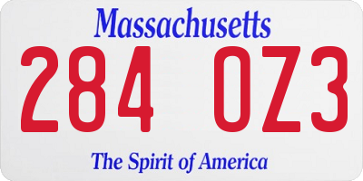 MA license plate 284OZ3